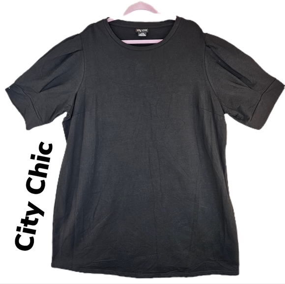City Chic Black Pull Over Versatile Spring Summer Cotton- Elastane Dress Sz L 20 - Picture 1 of 10